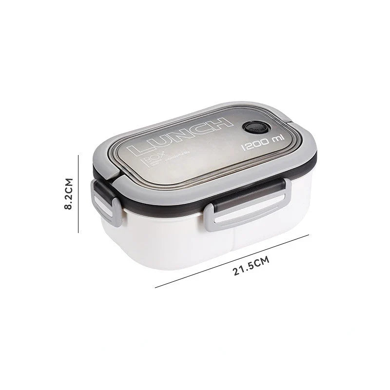 1200ML 2 Layer Bento Lunch Box With Spoon Fork, Kid High Capacity Microwae Food Containers Portable Leakproof Office Camping