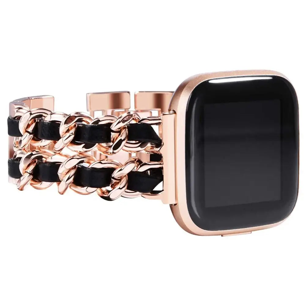 Fitbit Versa & Sense Leather Metal Band - Luxurious Design
