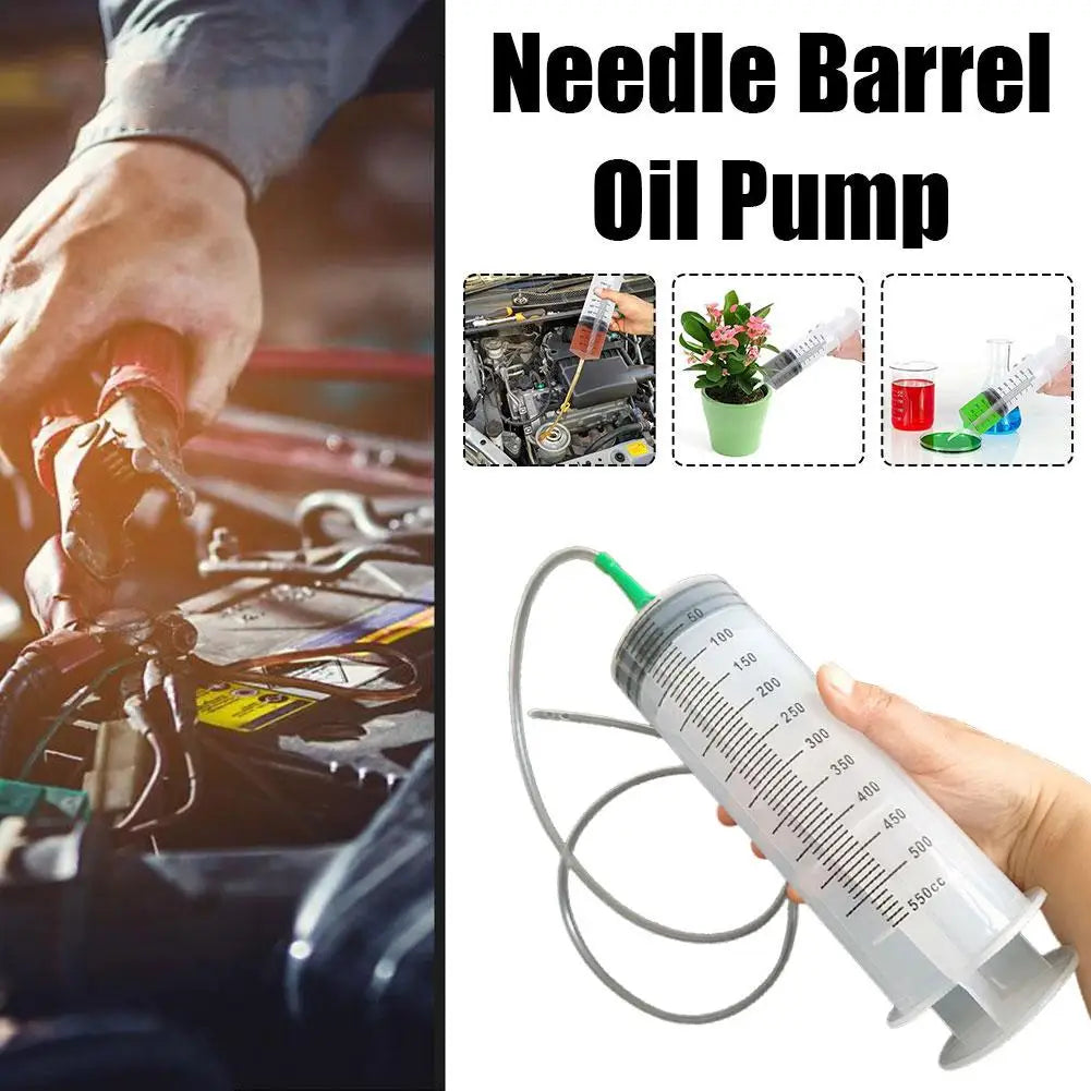 550ML Needle Barrel Oil Pump Syringe Large Syringes Reusable Pump Measuring With Scale Syringe With Tube