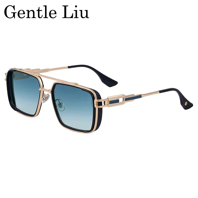 Steampunk Classic Square Sunglasses Men 2026 Luxury Brand Punk Metal Double Beam Sun Glasses For Male UV400 Punk Driving Eyewear