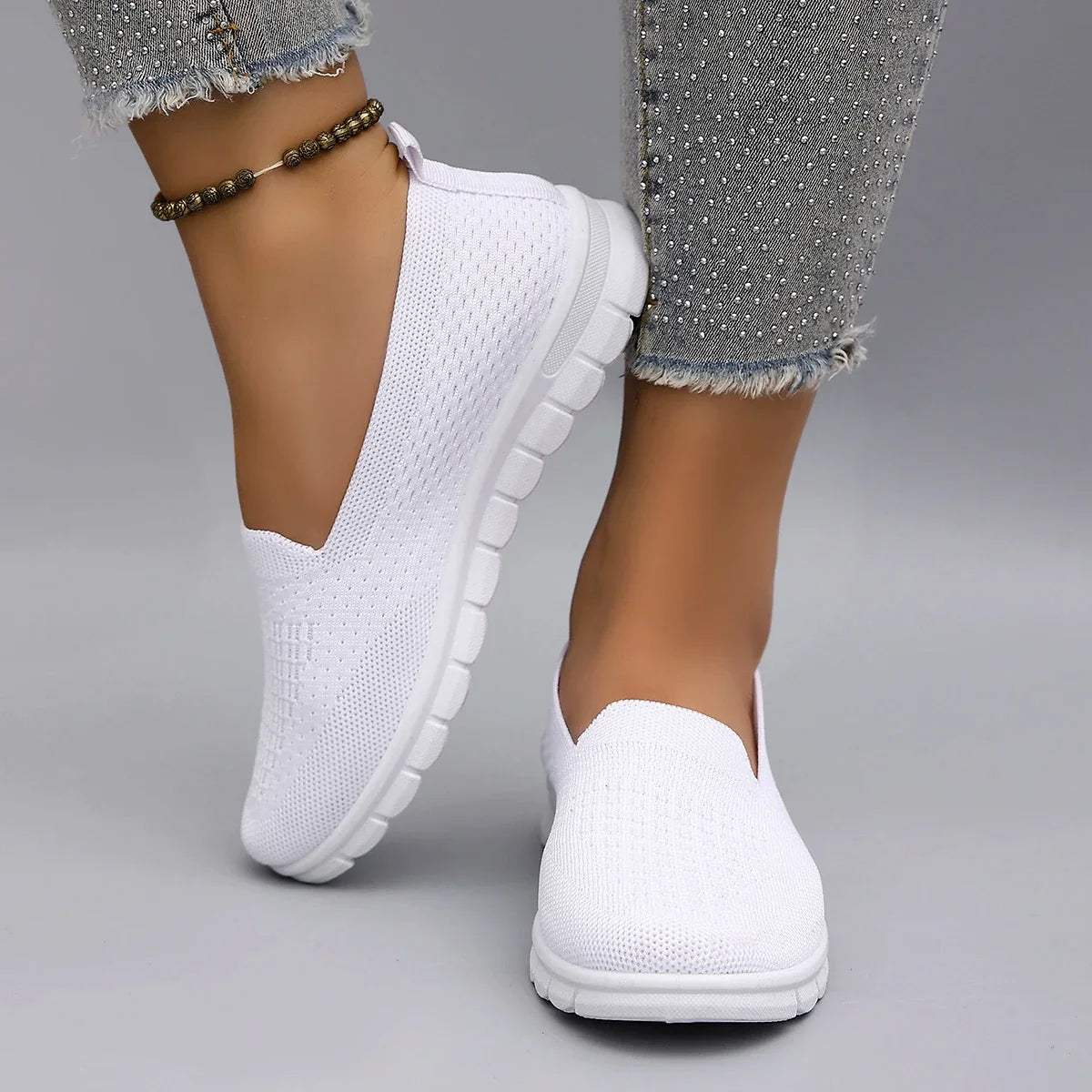 Spring new women's sports shoes, fashionable, breathable, lightweight, non-slip, wear-resistant, casual sports shoes, flat shoes