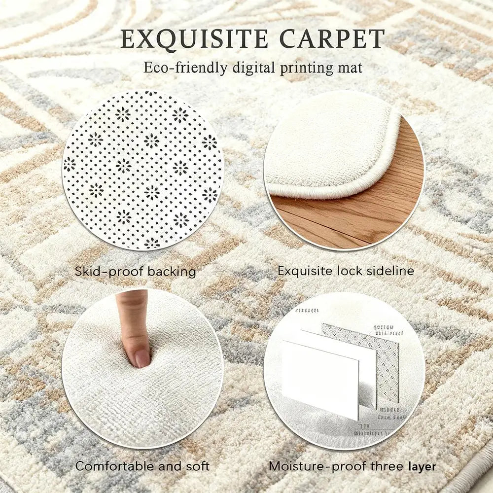 Red Persian Carpet Floor Mat Flannel Rugs Cozy Plush Thickened Soft Warm Winter Floor Mat Non Slip Living Room Home Indoor Use