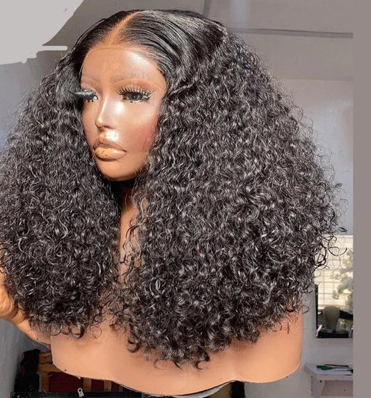Pelucas de cabello humano rizado 13x4 con encaje frontal para mujeres negras, peluca frontal de encaje con ondas profundas brasileñas, peluca con cierre de encaje 4x4, 250%