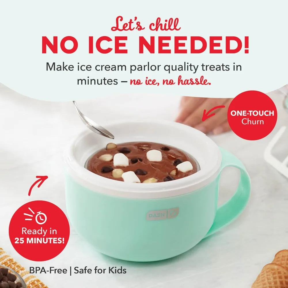 Single Serve Ice Cream Maker for Gelato  Yogurt Sorbet Dessert Easy Use Cleaning Included Aqua Color 1 Bowl