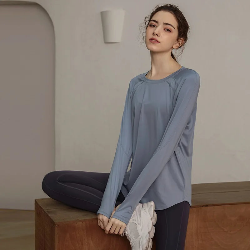 Blusa de manga larga para yoga, ropa de gimnasio para hacer ejercicio