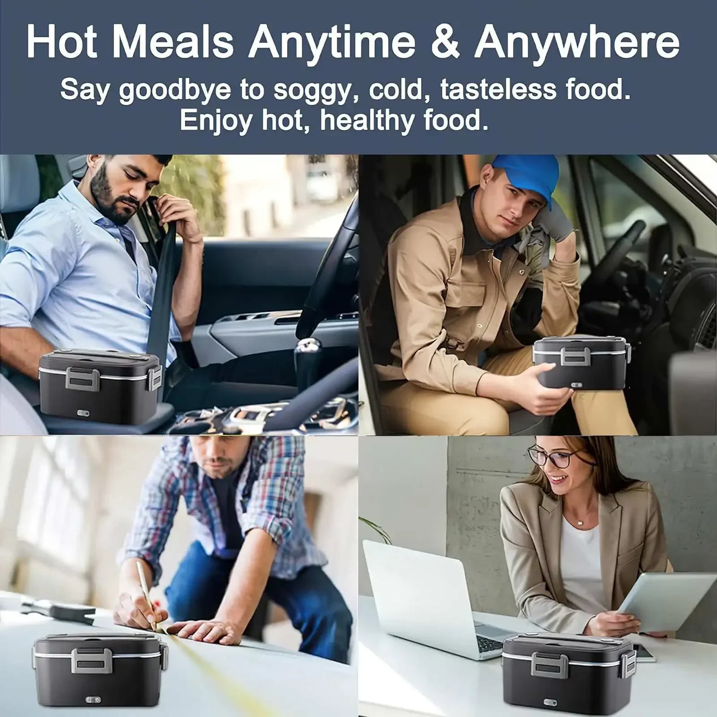 HOMEFISH 1.8L Electric Lunch Box 75W Speed Heating Car Or AC Heating Travel Office Home Use Gift Knife And Insulated Handbag