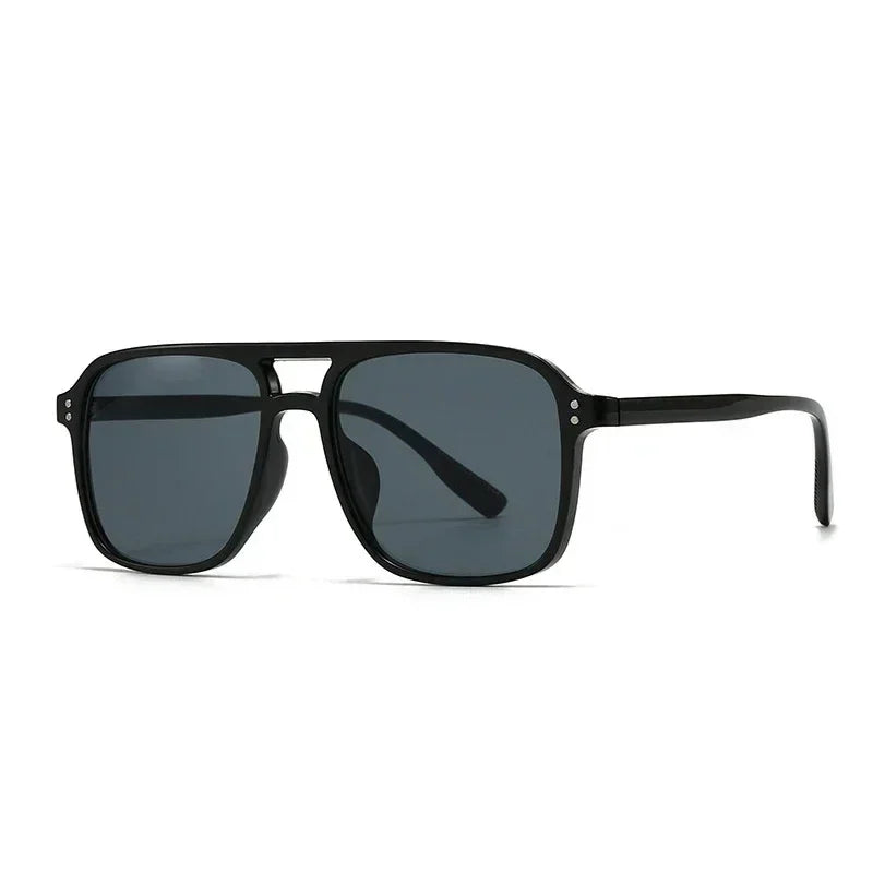 SO&EI Fashion Double Bridges Square Rivets Women Sunglasses Retro Men Gradient Shades UV400 Sun Glasses