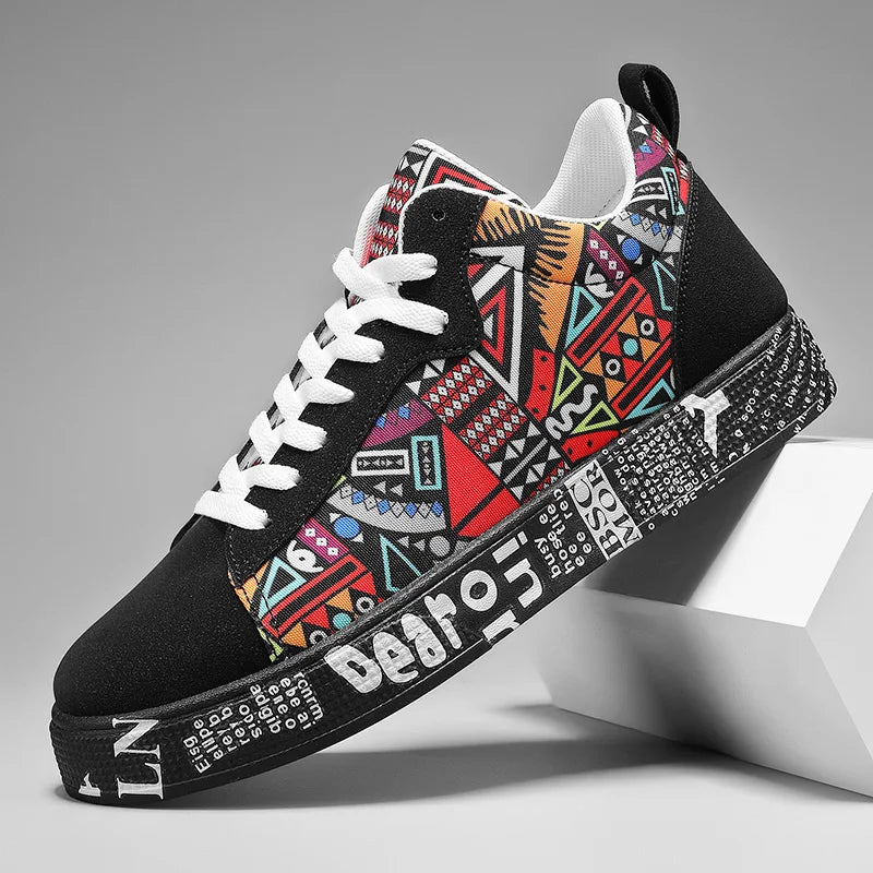 Breathable sports shoes, skateboard shoes, men's heart and music graphic design, couple casual shoes