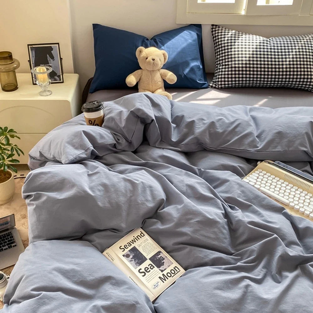 Ins Style Stripes Bedding Duvet Cover Set with Pillowcase bed sheet Full Size Bed Linen Quilt Cover Set Queen/King Double Single