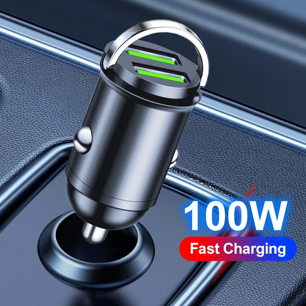 100W Mini PD USB Car Charger Lighter Car Charger for Xiaomi Samsung Huawei Super Fast Charging QC3.0 Car Charger for iPhone
