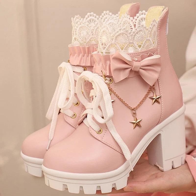 Botines rosados bonitos