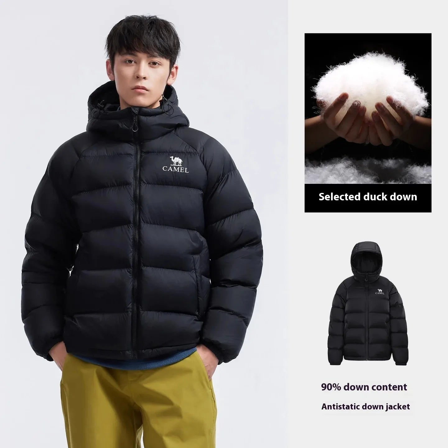 GOLDEN CAMEL Outdoor Down Jackets Unisex Women's Winter Coats High-loft Windproof Warm Duck Down Padding Puffer Jacket Camping