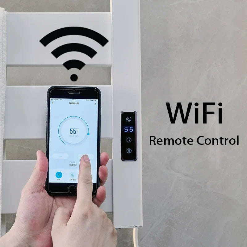 WiFi Smart Electric Heating Towel Rack Bath Towel Drying Cooling Rack Electric Bath Towel Clothes Dryer Heating Heater Bathroom