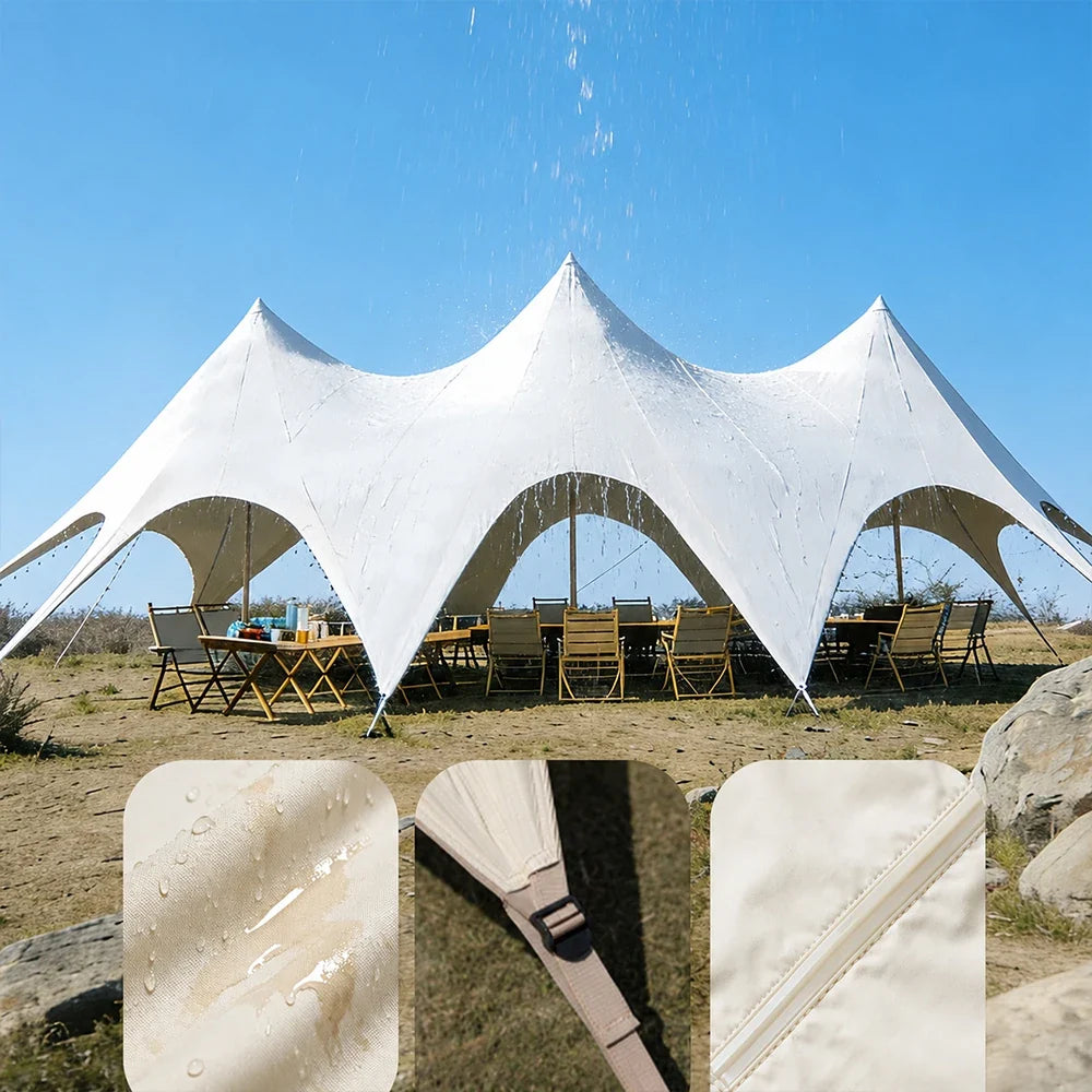 Large Outdoor Canopy Tent Sun Shade Shelter Heavy Duty Waterproof Star Canopy for Camping Backyard Party Wedding Party