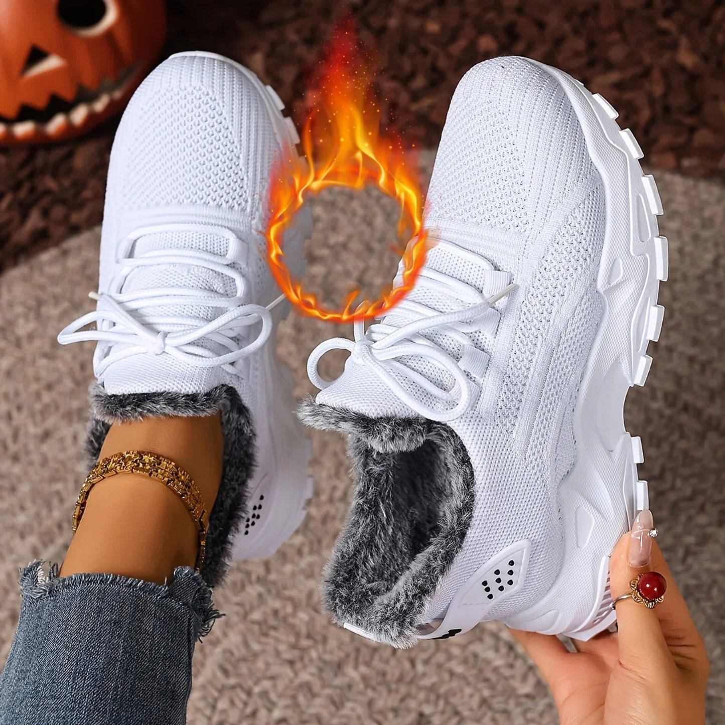 Women's Winter Warm Sports Shoes Non Slip Soles Suitable for Cold Weather Outdoor Walking Sports Shoes Ladies Sneakers