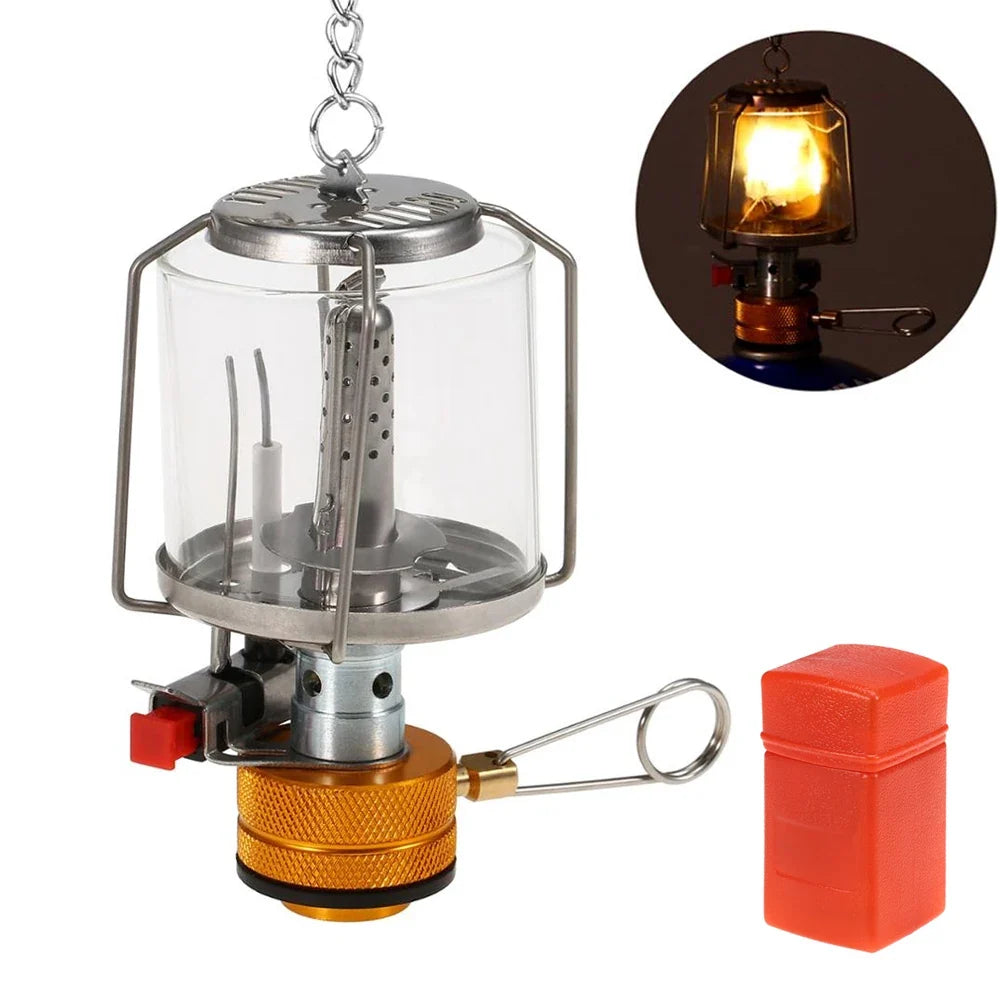 1 Set Gas Lamp Outdoor Camping Lantern Tent Lamp Hanging Glass Lamp