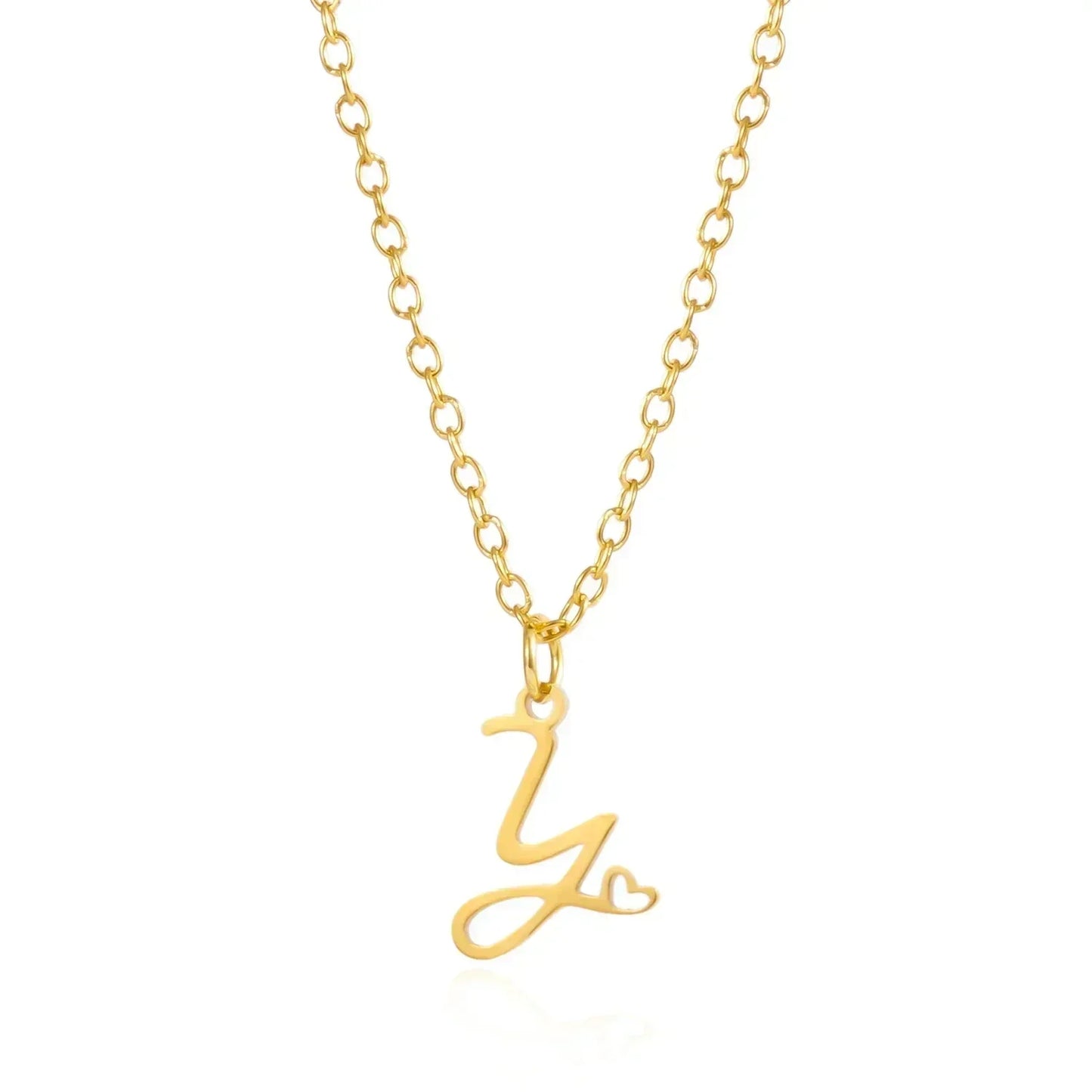 26 Initial Letters Heart Pendant Stainless Steel Necklace for Women Gold Color A-Z Alphabet Choker Chain Birthday Jewelry Gift