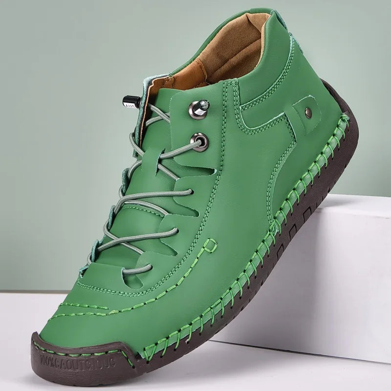 Purple Sneakers Women Casual Shoes Hand-stitching Leather Sneakers Women shoes Mid-top New Slip On Loafers Woman Driving Shoes