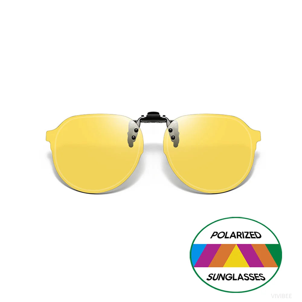 VIVIBEE Flip Up Clip on Sunglasses Polarized Men Driving Women Fishing UV400 Night Vision Sun Glasses Clips Universal Goggles