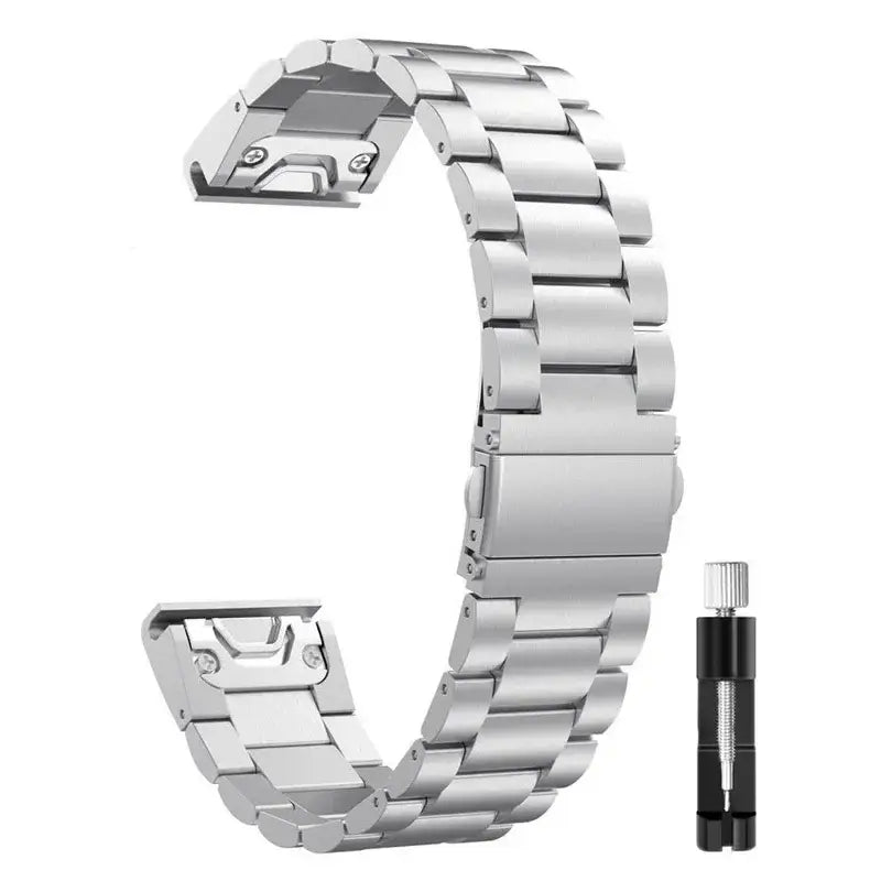 Garmin QuickFit 22/26mm Stainless Steel Three-Link Band