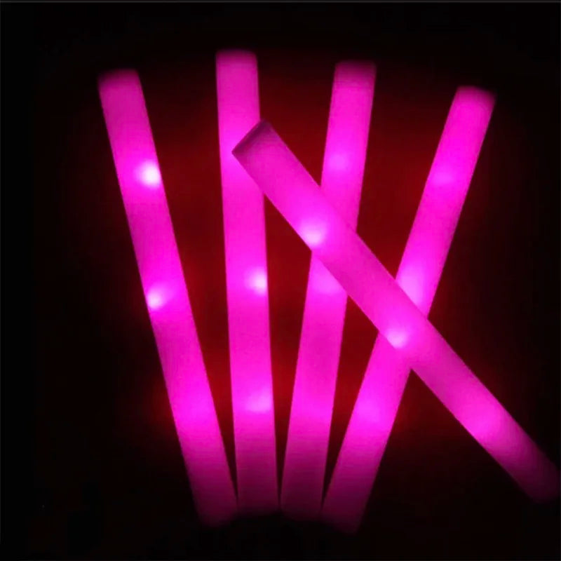 20/30/60Pcs LED Glow Sticks Bulk Colorful RGB Glow Foam Stick Cheer Tube Dark Light for Xmas Birthday Wedding Party Supplies