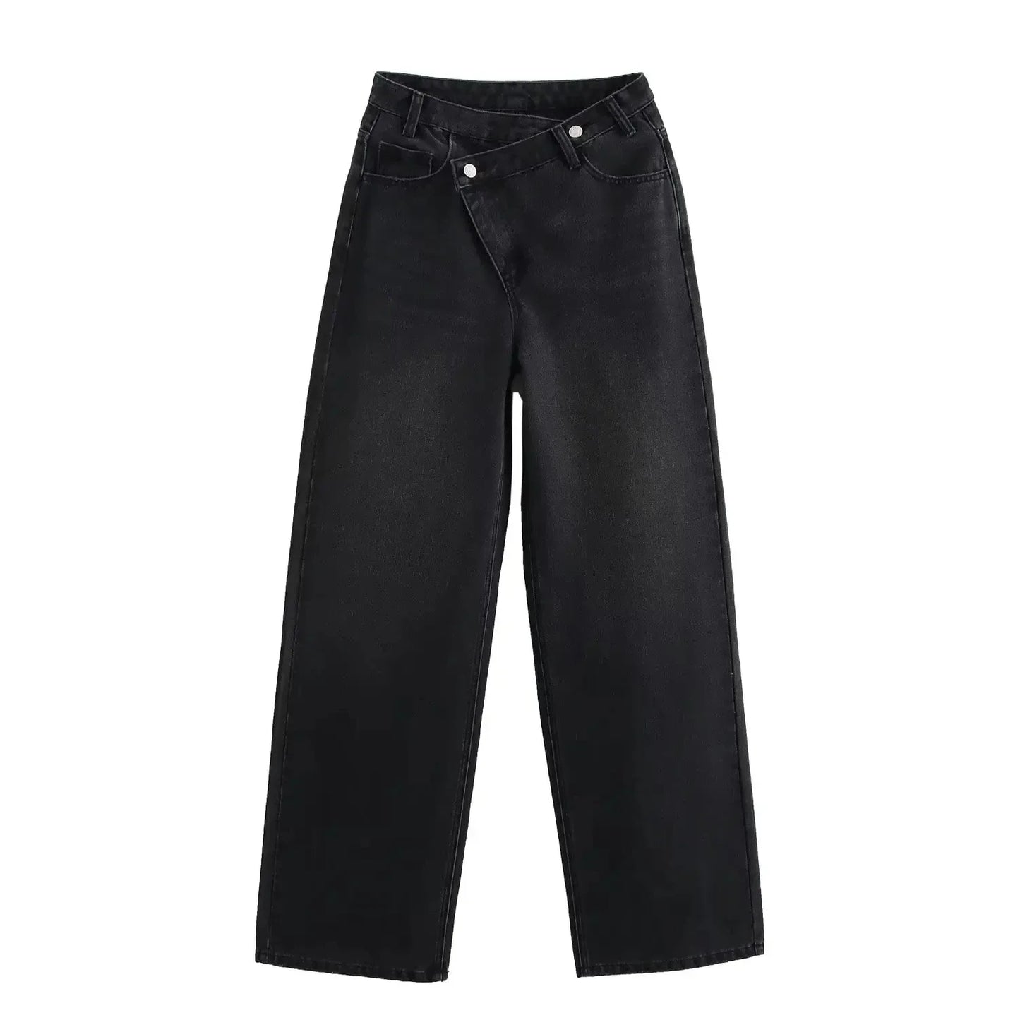 HH 2025 Summer Women's Fashionable Straight Jeans High Waist Vintage Zipper Women's Casual Jeans Commuting Streetwear Y2K