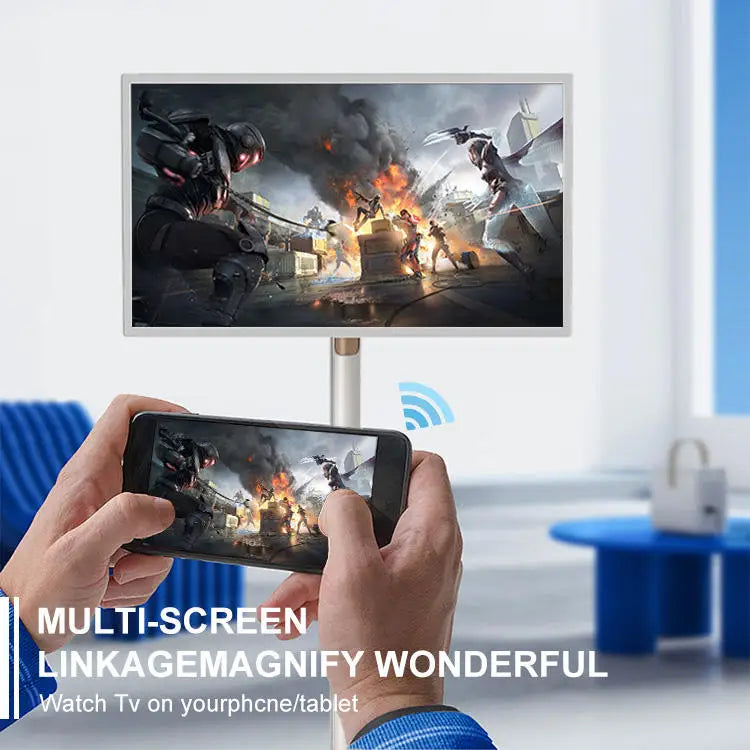 32 Inch Portable Smart TV Rotation Touch Screen Portable  Camera  Display Tablet PC Stand Wheels Television Rechargeable