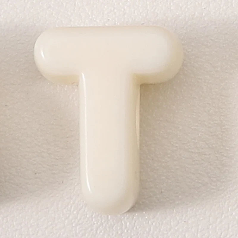 20pcs Beige Acrylic Large Hole Letter Loose Beads DIY Necklace