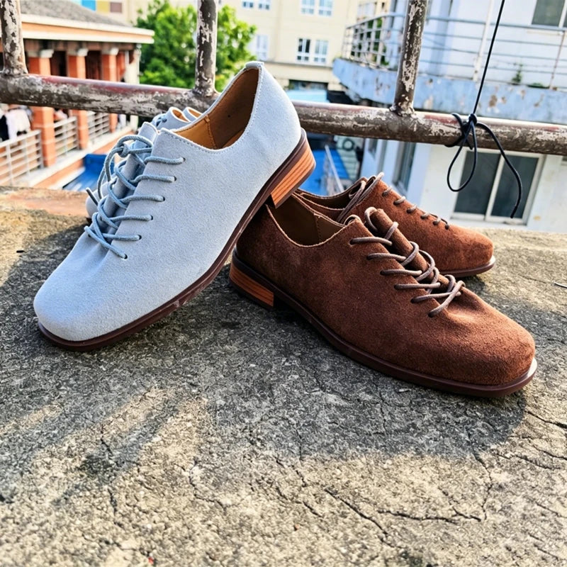 Women Loafer Lace-up 2025 New Spring Shoes Women Suede Genuine Leather Women Oxford Shoes Large Size British Style Women Shoes