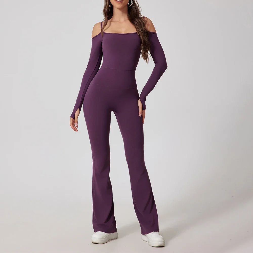 Mono de Yoga para Mujer, Peto Deportivo, Pantalones Acampanados
