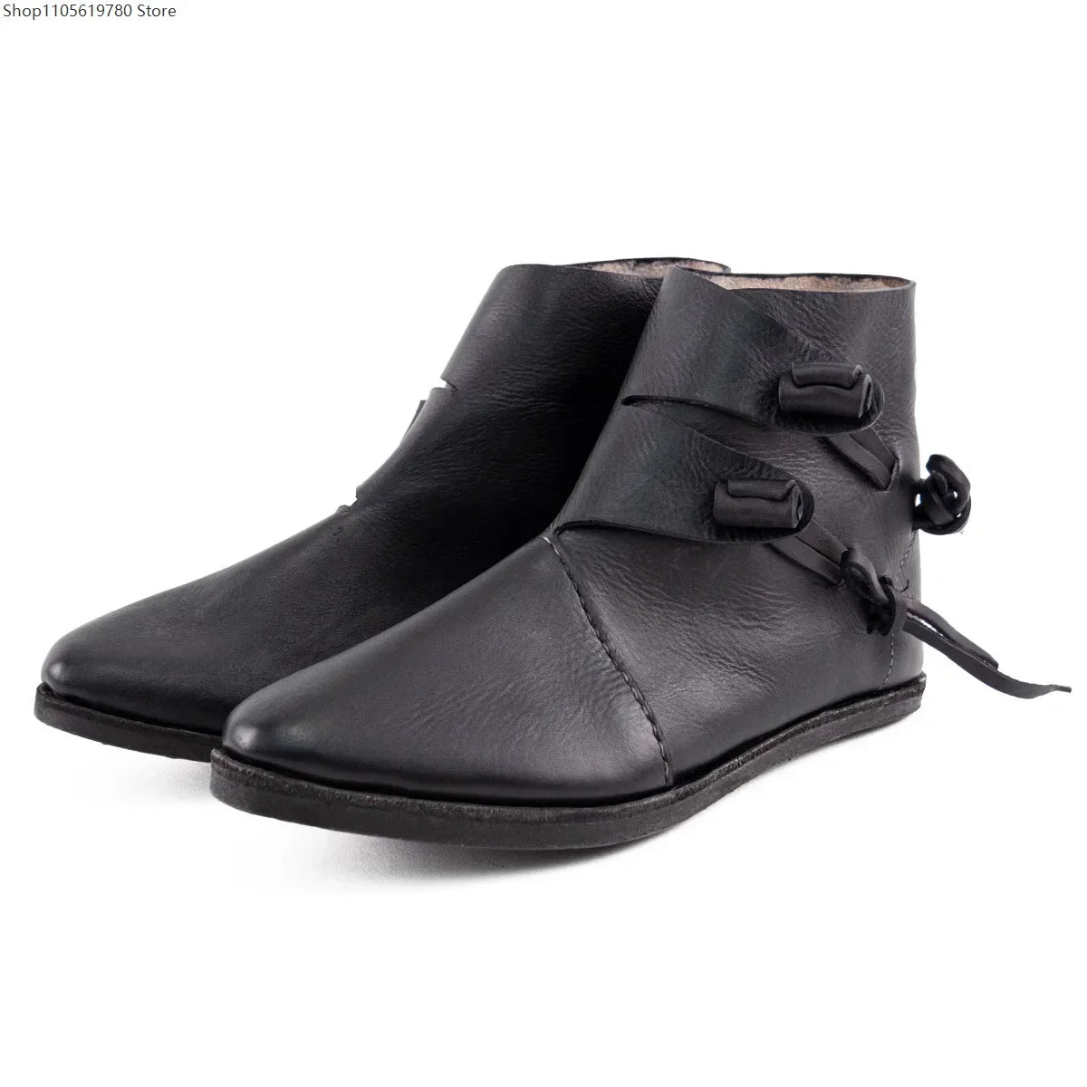 Renaissance Medieval Retro Royal Men's Shoes Medieval Imitation Leather Polish Aristocratic Renaissance Cosplay Bandage Boots