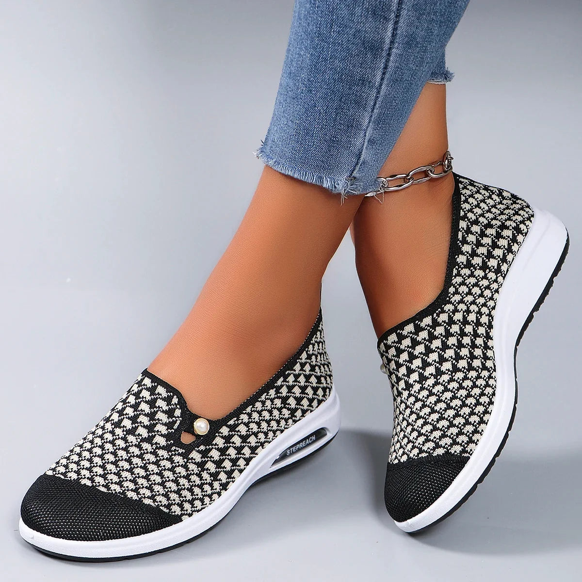 Spring new women's sports shoes, fashionable, breathable, lightweight, non-slip, wear-resistant, casual sports shoes, flat shoes