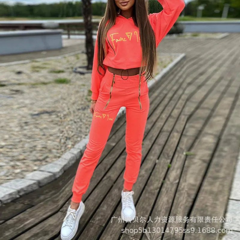 Women’s Printed Hoodie Tracksuit Set