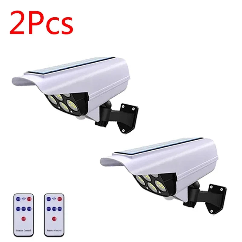 1-2pack 77led Solar Motion Sensor LED Light Outdoor Dummy Camera