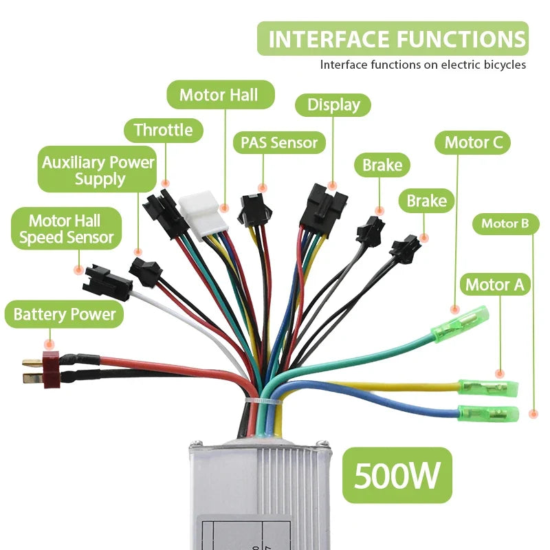 Electric Brushless Controller 350W 500W 800W 36V 48V Electric Bike for Scooter E-Bike Bicycle Accessories bike accessories