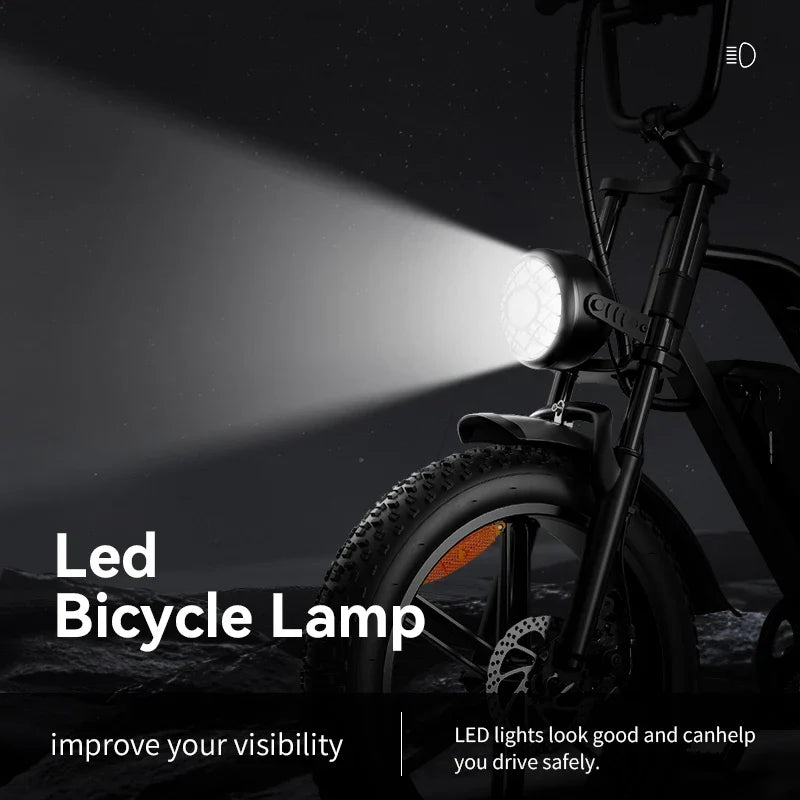 G60 E-Bike 1000W Adult Electric Bicycle 20” Fat Tire E-Bike 48V 15Ah Battery 45-55KM Range Dual Suspension 31MPH