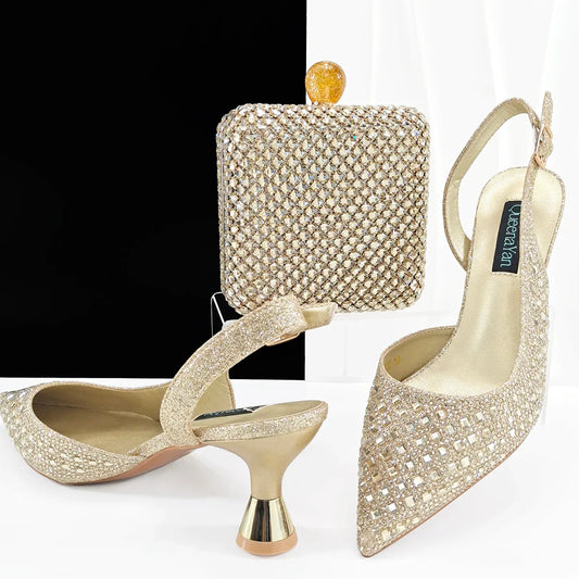Últimos Zapatos de Mujer de Diseño Italiano con Bolso a Juego HZS1-1