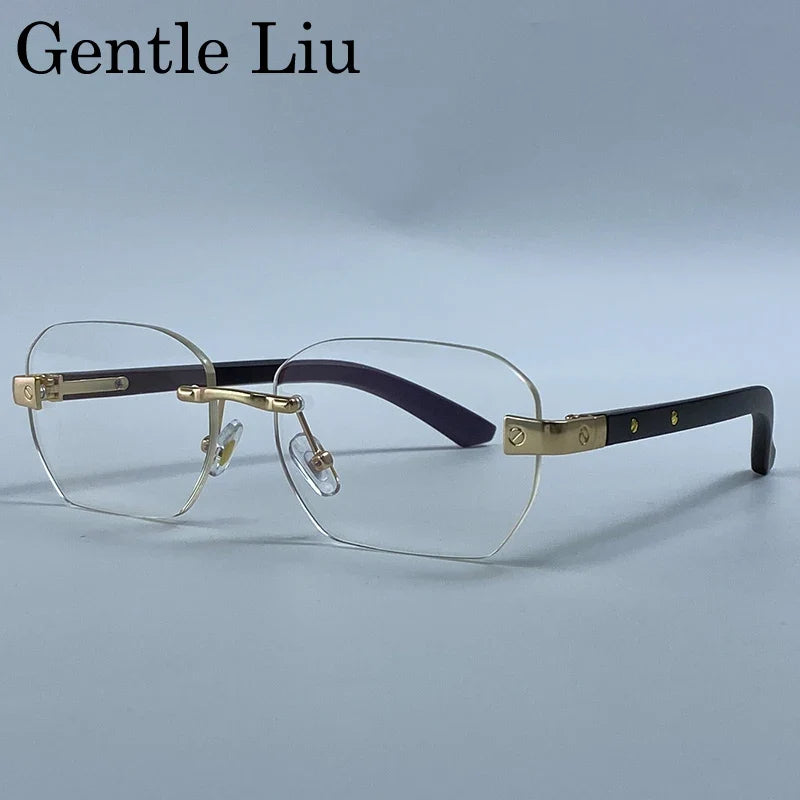 Small Square Rimless Sunglasses Men 2026 Luxury Designer Vintage Polygon Rectangle Shades Gold Metal Eyewear Retro Sun Glasses