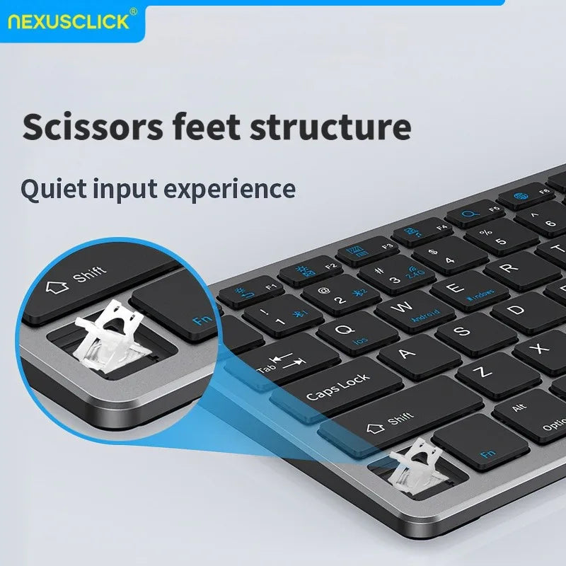 NexusClick 2.4G Wireless Keyboard Mouse Combo, Ergonomic Rechargeable Mini Multimedia Office Keyboard Set For PC Laptop Macbook