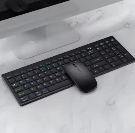 Keyboard and Mouse Set Wireless 2.4GHz Ultra-Slim Business-Style USB For Office Use Rechargeable and Waterproof PC Laptops