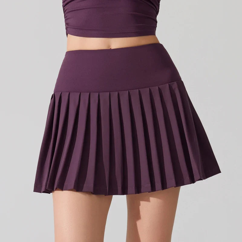 VITALINOVO Falda-pantalón plisada fluida: Tiro alto, con bolsillos, cómoda