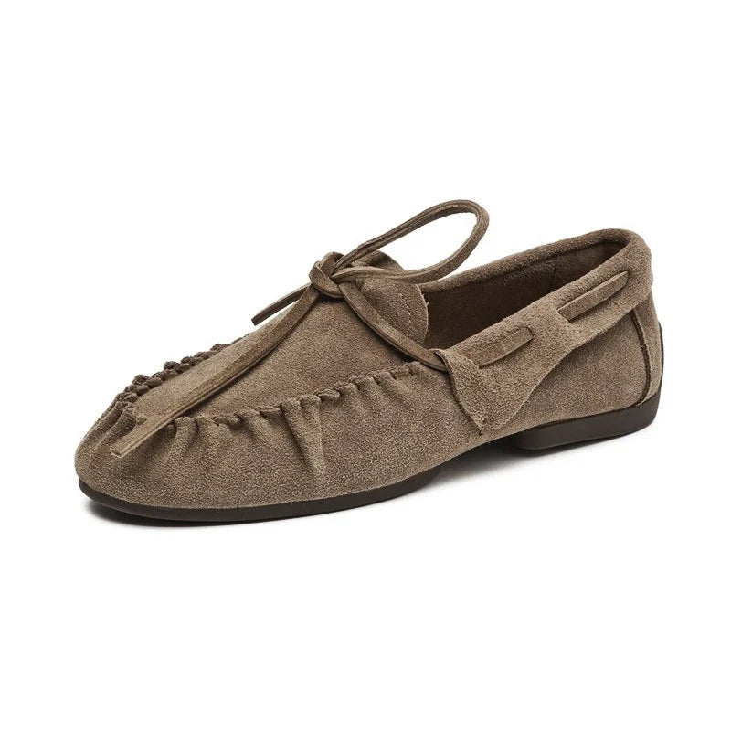 AIYUQI Women Loafers British Style 2026 New Genuine Leather Beanie Shoes Women Flat Non-slip Vintage Slip-on Moccasins For Women