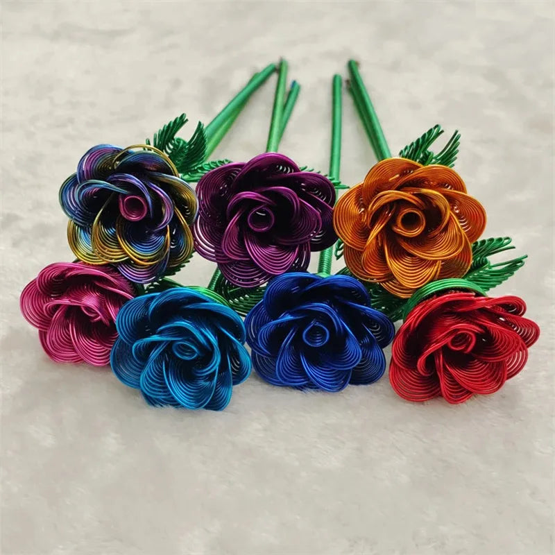 Aluminum Wire Eternal Rose Decoration (1 Piece) - Creative Eternal Love Artificial Flower DIY For Valentine's Day Wedding