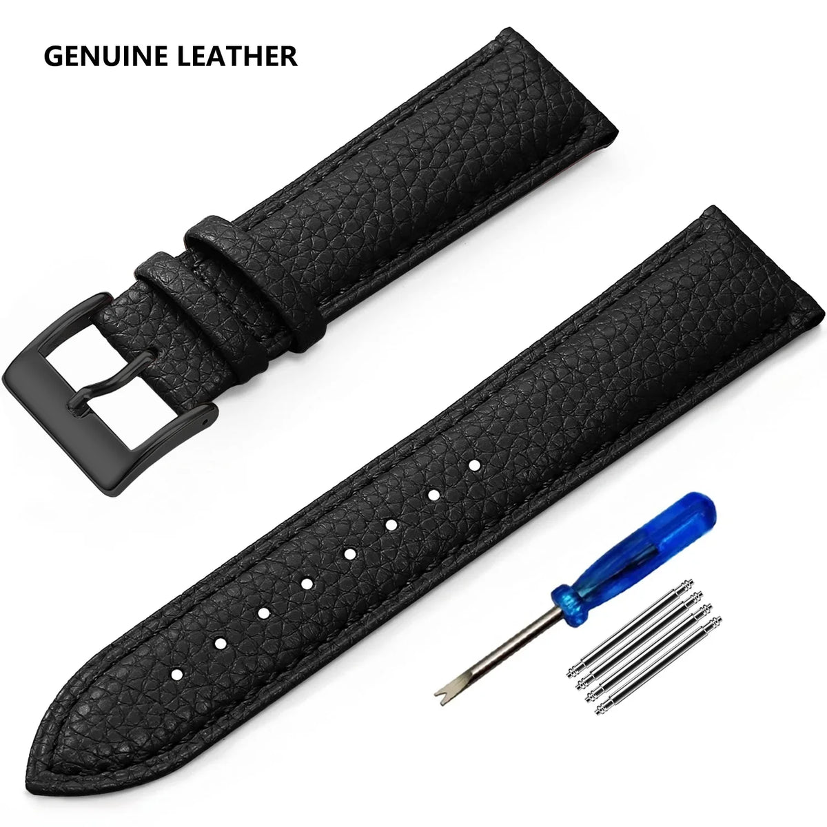 Samsung Galaxy Watch 7, 6, 5, 4 & FE Grained Leather Band, Spring Bars & Tool