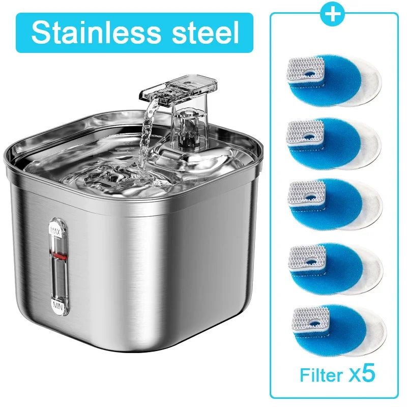 Stainless Steel Automatic Pet Water Dispenser Cat Drinking Fountain With Sensor Filter Cats Dog Ultra Quiet Pump Water Foutain