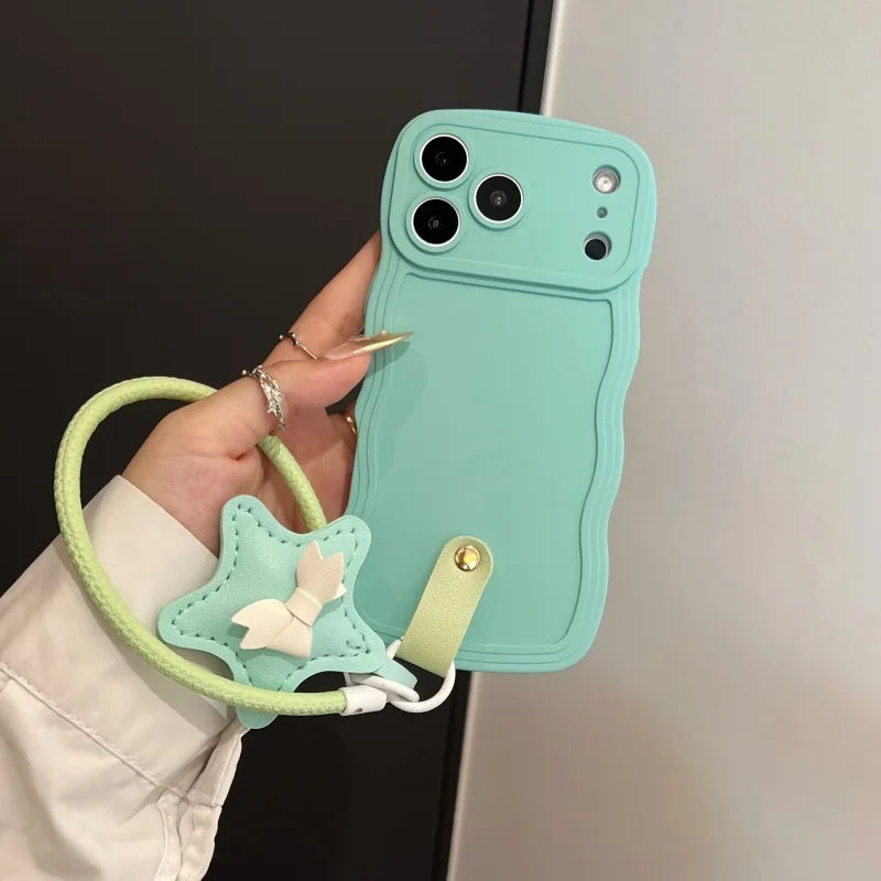 3D Wave Silicone Lanyard Case For iPhone
