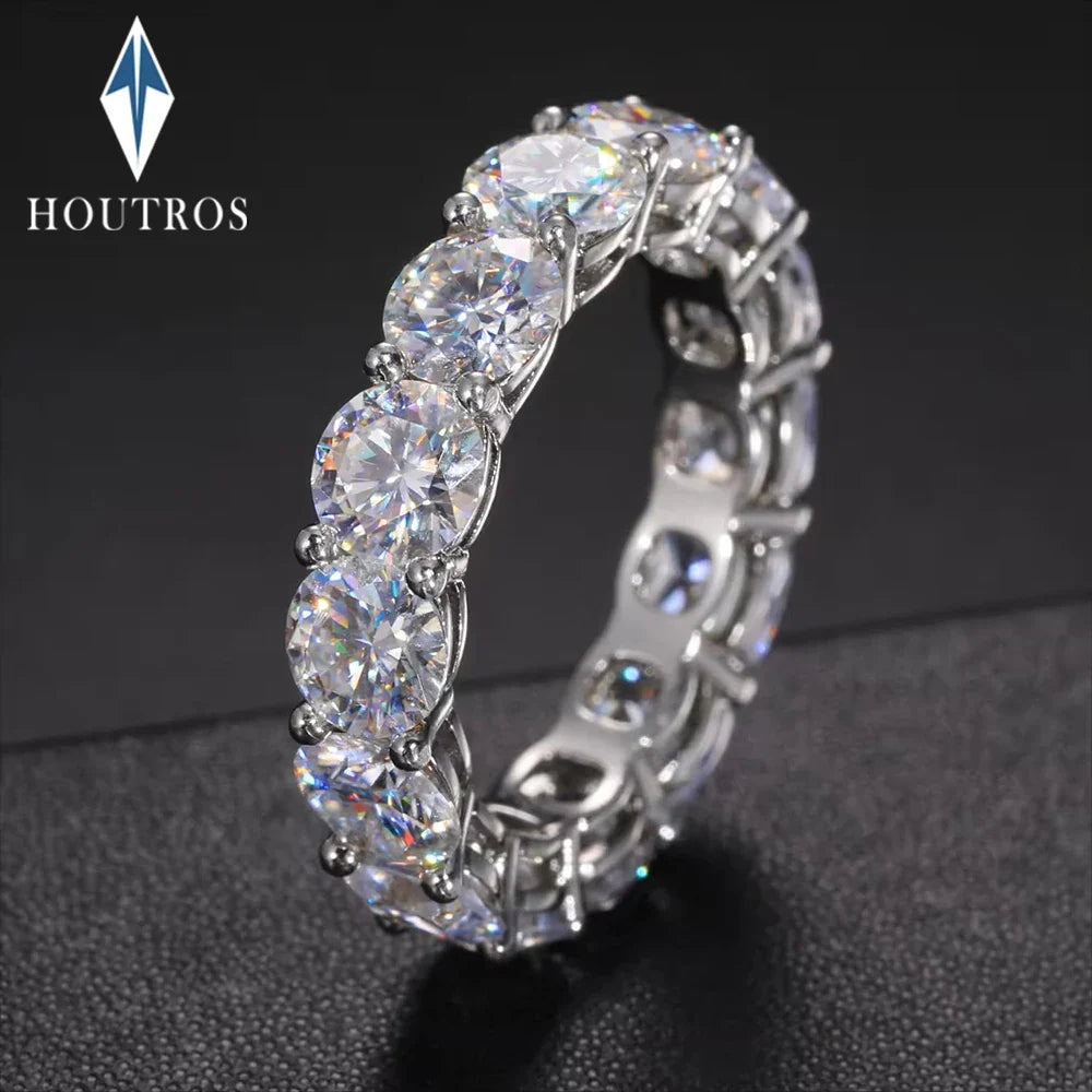 5mm D Color Moissanite Row Ring 925 Sterling Silver Diamond Wedding