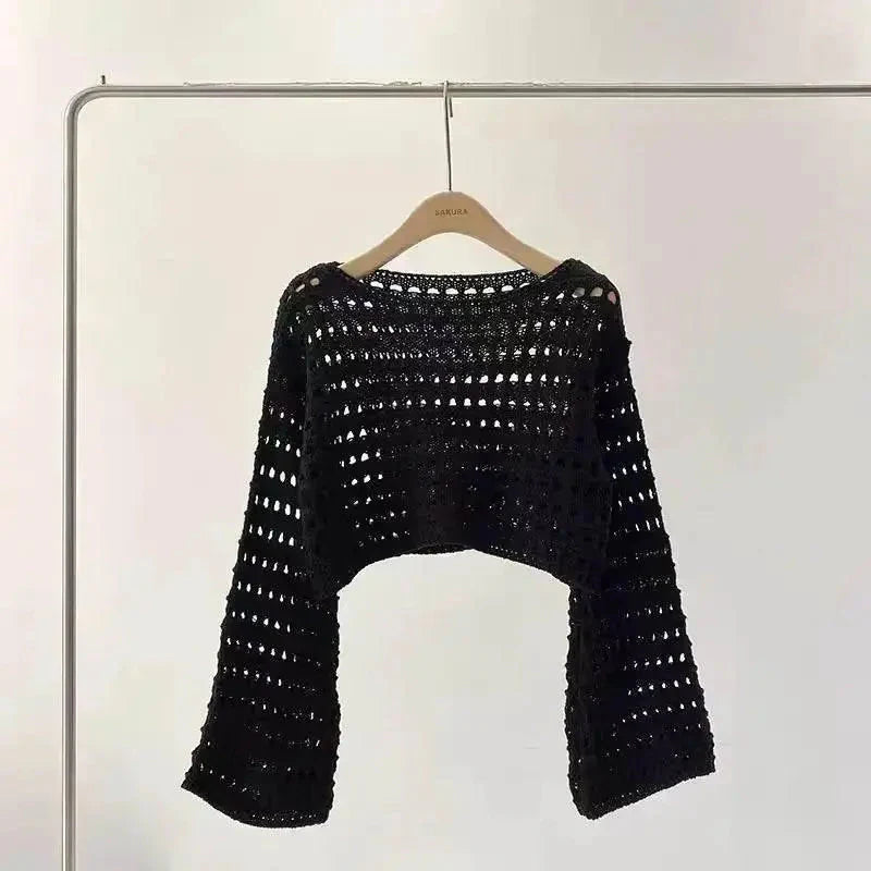 Top corto de ganchillo estilo boho para playa de verano