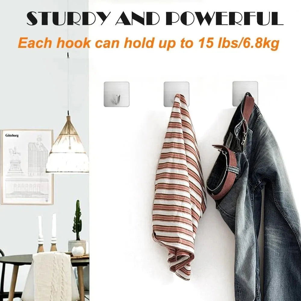 4PCS Stainless Steel Wall Mounted, Wall Mounted Self-Adhesive Hook, Key Holder, Wall Mounted, Towel Rack, Jacket, Bag Hook