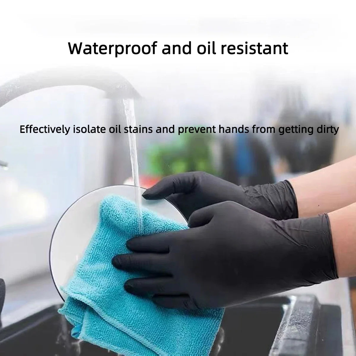 100/50/20/10pcs Black Nitrile Gloves Thickened Disposable Cleaning Hairdressing Gloves Waterproof Household Industrial Gloves